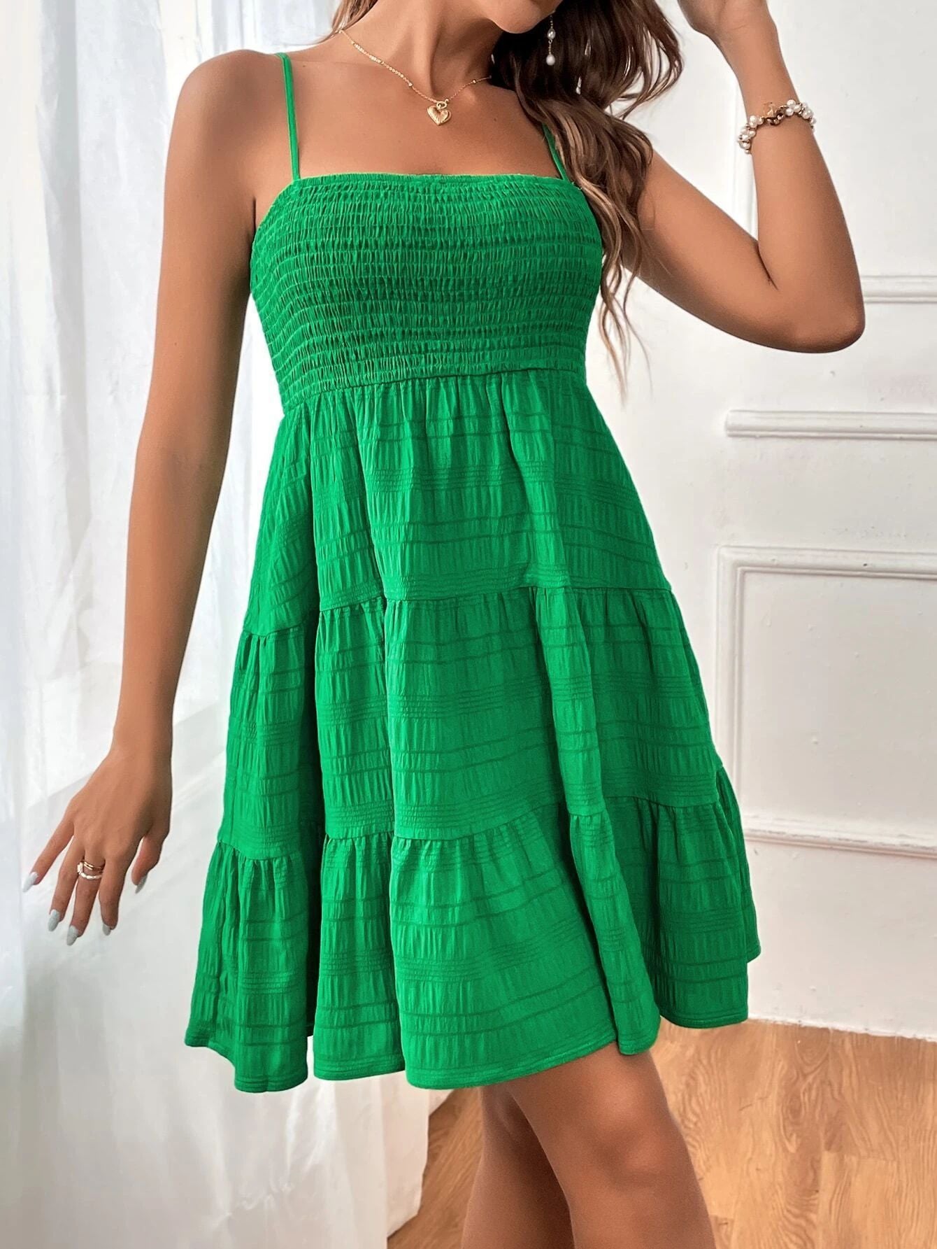 Wholesale Women's Summer Arrival Thin Sling Solid Color All-match Textured Dress